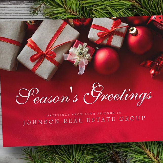 Julgåvor i rött | Säsongshälsningar Vykort (Skapare uppladdad)