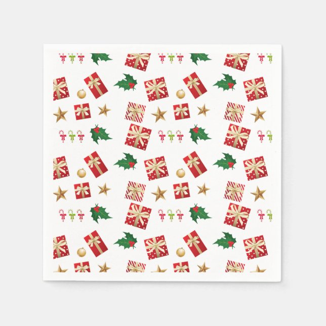 Julgåvor Polkagrisar Stars Holly Pappersservett (Framsidan)