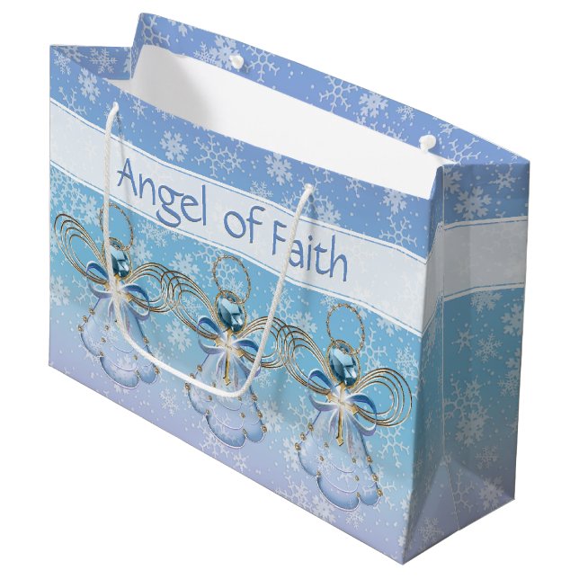 Julgel Angel av Faith Blue Ombre Snöflingor (Framsidan Vinklad)