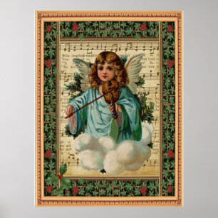 Julgel med Violin Angel Poster
