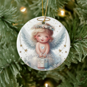 Julgel Ornament, Angel baby jul Julgransprydnad Keramik