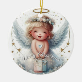 Julgel Ornament, Angel baby jul Julgransprydnad Keramik