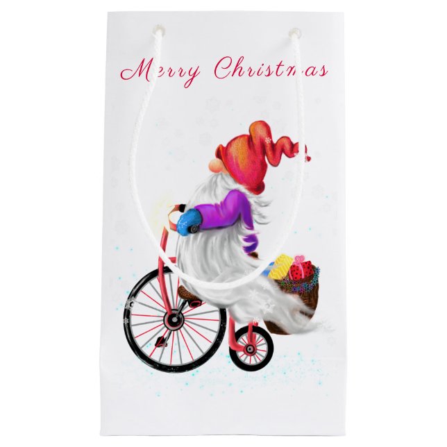 Julgift Bag Gnome med Bike och presenter (Framsidan)