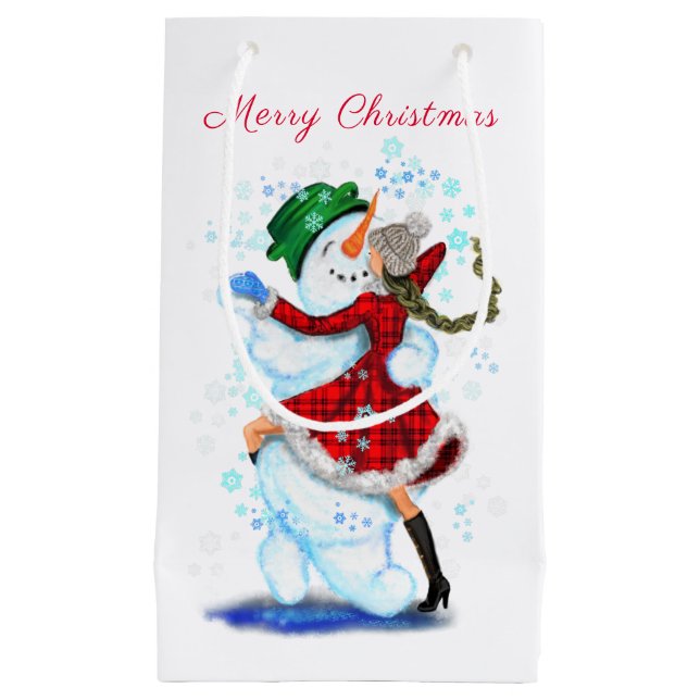 Julgift Bag Snögubbe och Girl Dance - Roligt (Framsidan)