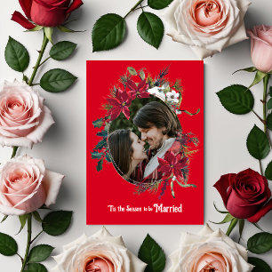 Julgift Blommigt Photo Red Bröllop Inbjudningar