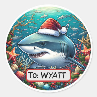 Julgift-etikett - Shark Runt Klistermärke