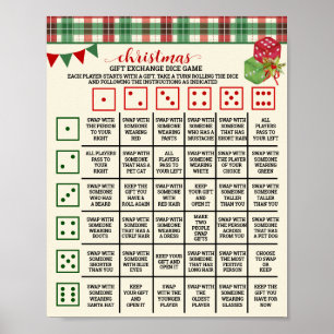 Julgift Exchange - rulle Dice-spelets pålagda sign Poster