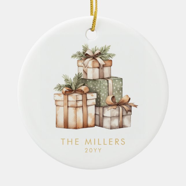 Julgift Exchange White Elephant Julgransprydnad Keramik (Framsidan)