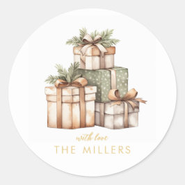 Julgift Exchange White Elephant Runt Klistermärke