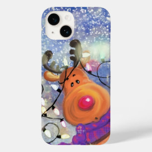 Julgift iphone case med Lycklig rener