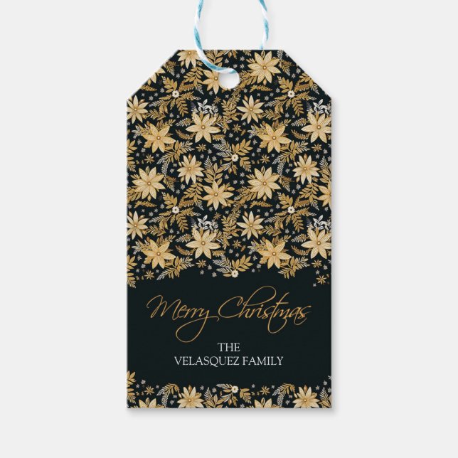 Julgift Märkre, Guld Poinsettia och Wandeans Presentetikett (Framsidan)