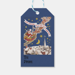 Julgift-Märkrn - Santa & Sleigh Presentetikett