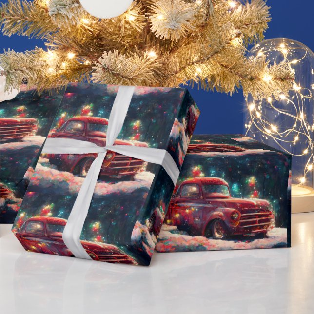 Julgift - omslutning | Julrött Lastbil Presentpapper (Helgdagar)