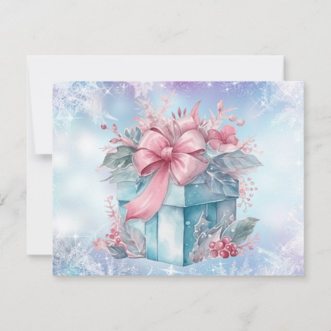 Julgift Pastel Blue och Rosa Ribbon (Framsida)