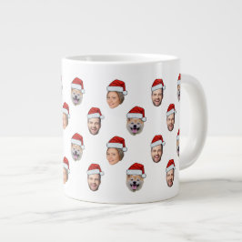 Julgift Santa Hat Personlig Ansikte 3 Photo Jumbo Mugg
