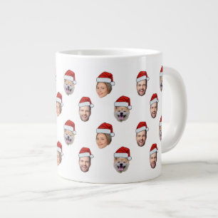 Julgift Santa Hat Personlig Ansikte 3 Photo Jumbo Mugg