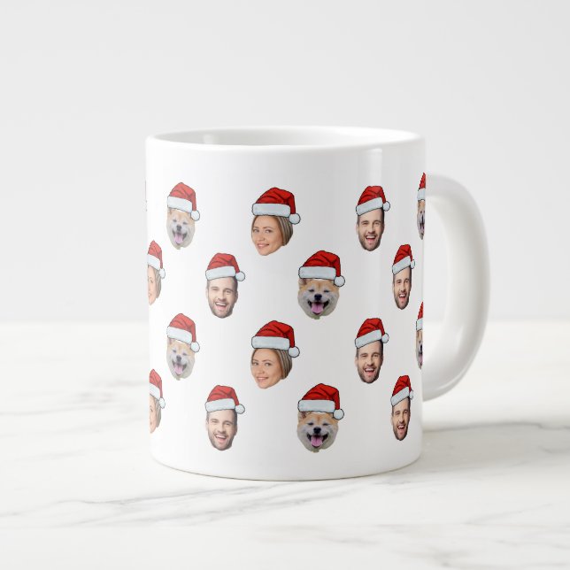 Julgift Santa Hat Personlig Ansikte 3 Photo Jumbo Mugg (Framsida höger)