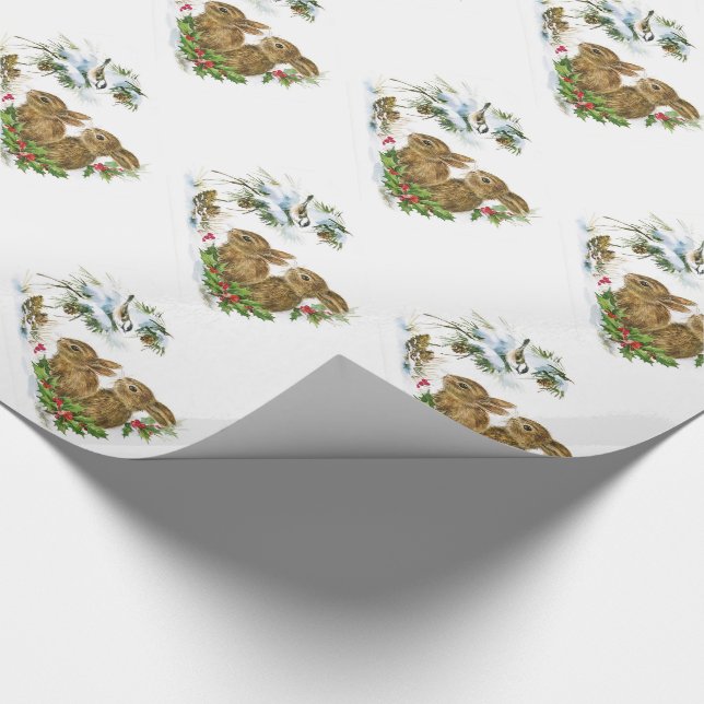 Julgift Wrap/Bunnies and Birds Presentpapper (Hörn)