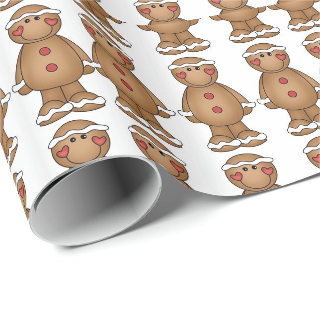 Julgift Wrap/Ginger Bread Man Presentpapper (Rullad Hörn)