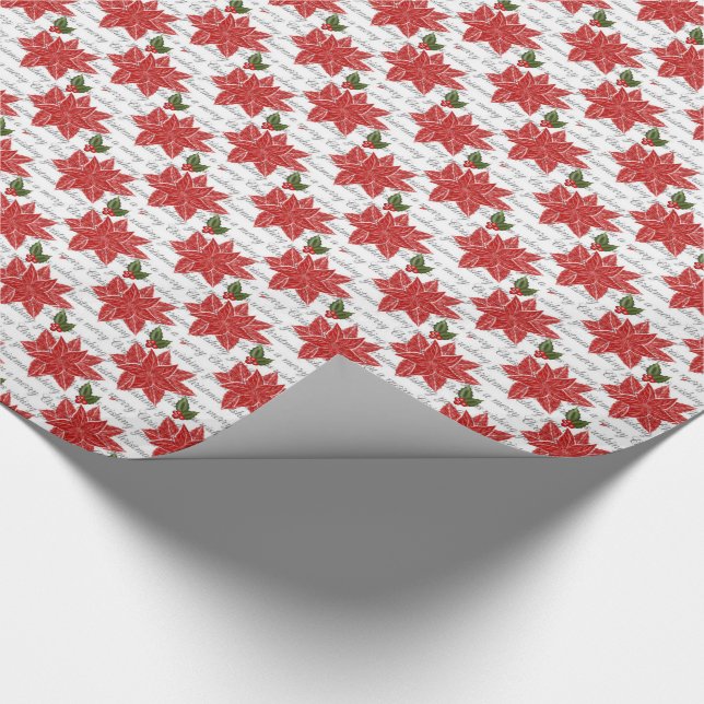 Julgift Wrap/Pointsettas Presentpapper (Hörn)