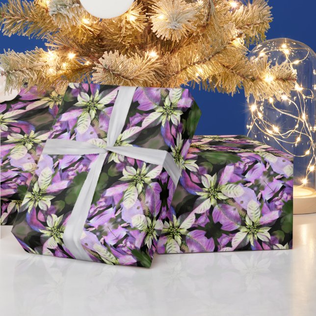 Julgift Wrap Roll - Lavender Poinsettia Presentpapper (Helgdagar)