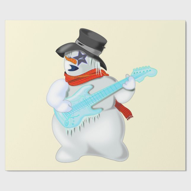 Julgift Wrapping Pappra Snögubbe med Guitar Presentpapper (Platt)