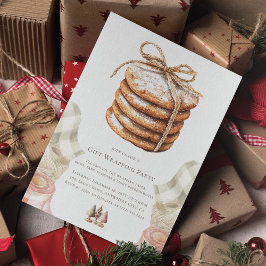 Julgift Wrapping Party Watercolor Cookie Inbjudningar