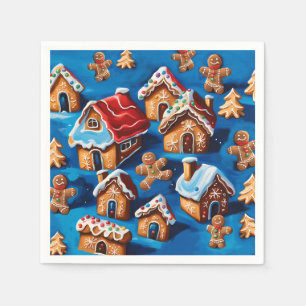 Julginger Cookies Houses Träd Helgdag deco Pappersservett