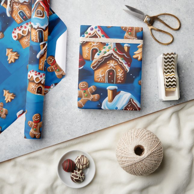 Julginger Cookies Houses Träd Helgdag deco Presentpapper (Hantverk)