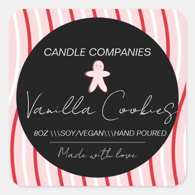 Julgingerbröd Candle Maker Business Fyrkantigt Klistermärke (Framsida)