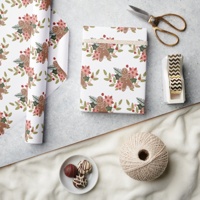 Julgingerbröd Cookie Festive Mönster Presentpapper (Hantverk)