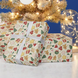 Julgingerbröd Cookie Mönster på Red Presentpapper