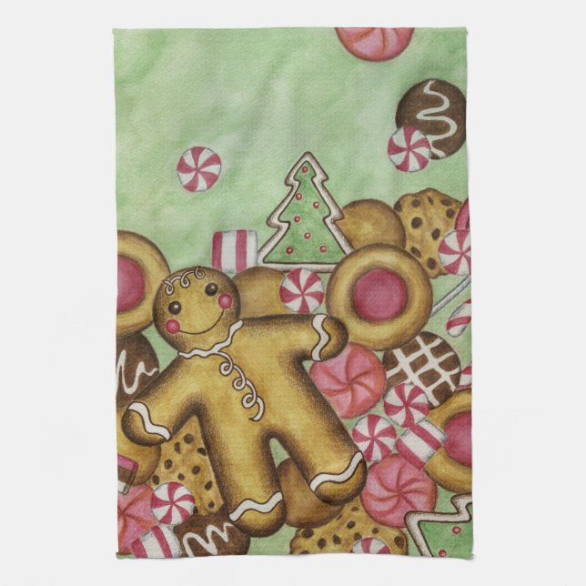 Julgingerbröd Cookies Kitchen Towel Gift Kökshandduk (Vertikal)