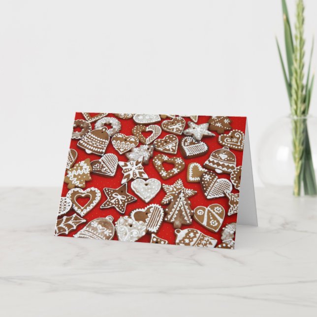 Julgingerbröd Cookies Red Helgkort (Framsida)