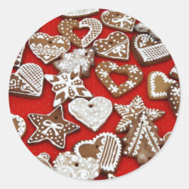 Julgingerbröd Cookies Round Sticker Runt Klistermärke