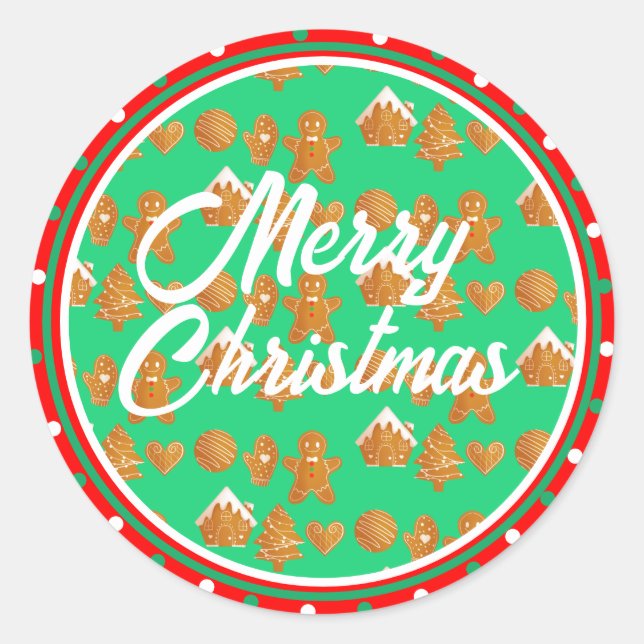 Julgingerbröd Cookies Runt Klistermärke (Framsida)