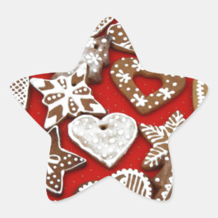 Julgingerbröd Cookies Stjärnformat Klistermärke