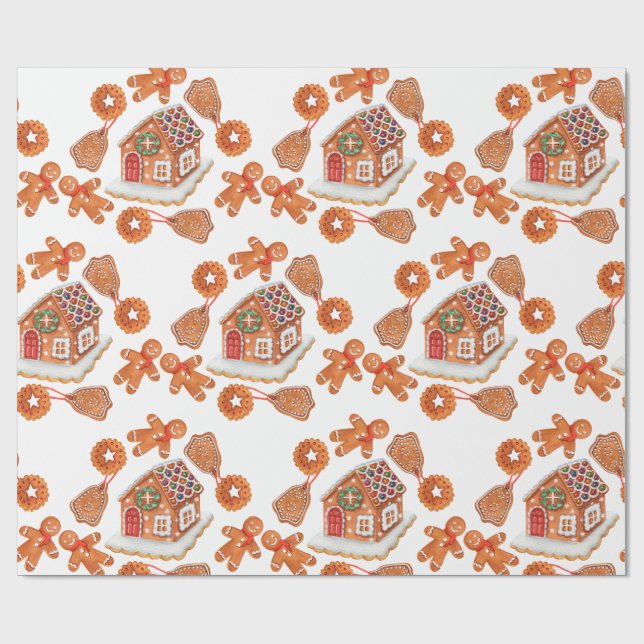 Julgingerbröd House Cookies Presentpapper (Platt)