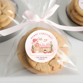 Julgingerbröd House Gift Runt Klistermärke
