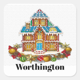 Julgingerbröd House Sticker Fyrkantigt Klistermärke