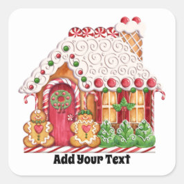 Julgingerbröd House Sticker Fyrkantigt Klistermärke