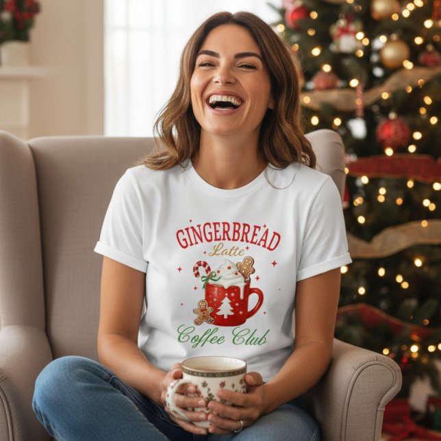 Julgingerbröd Latte Coffee Klubb Festive T Shirt (Skapare uppladdad)