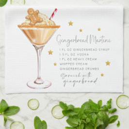 Julgingerbröd Martini Recipe Watercolor Kökshandduk