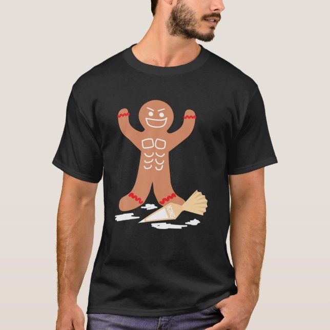 Julgingerbröd Muscle Man Icing Abs Design T Shirt (Framsida)