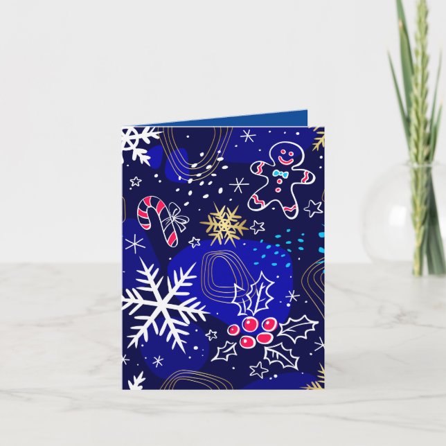 Julgingerbröd och Candy cane Önskemål Helgkort (Framsida)
