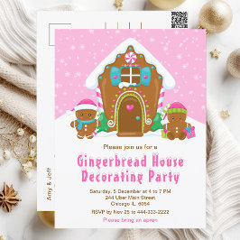 Julgingerbröd som dekorerar Party Bright Rosa Vykort