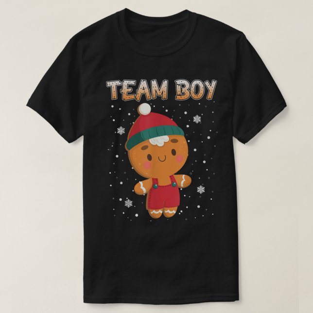 Julgingerbröd Team Boy Gender Reveal för T Shirt (Design framsida)