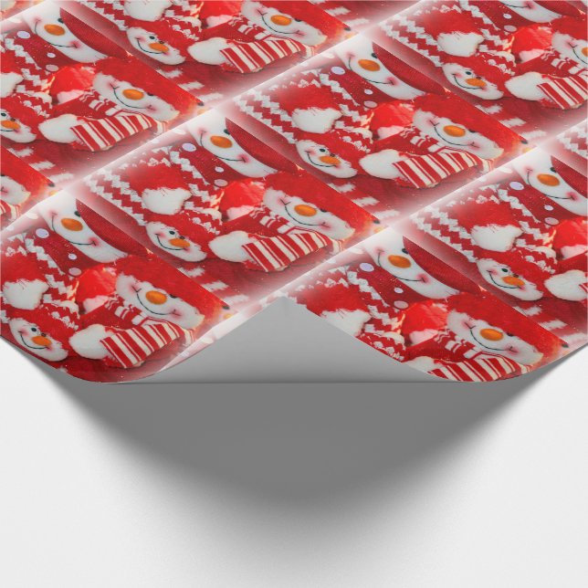 Julgipset Wrap/Snögubbe-familjen Presentpapper (Hörn)