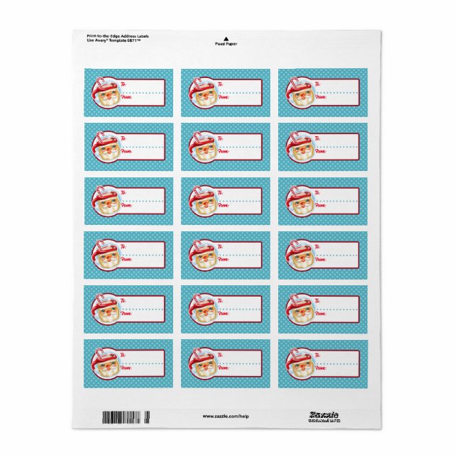 Julgipsetiketter för Santa Mugg - till + från Adressetikett (Helt Ark)