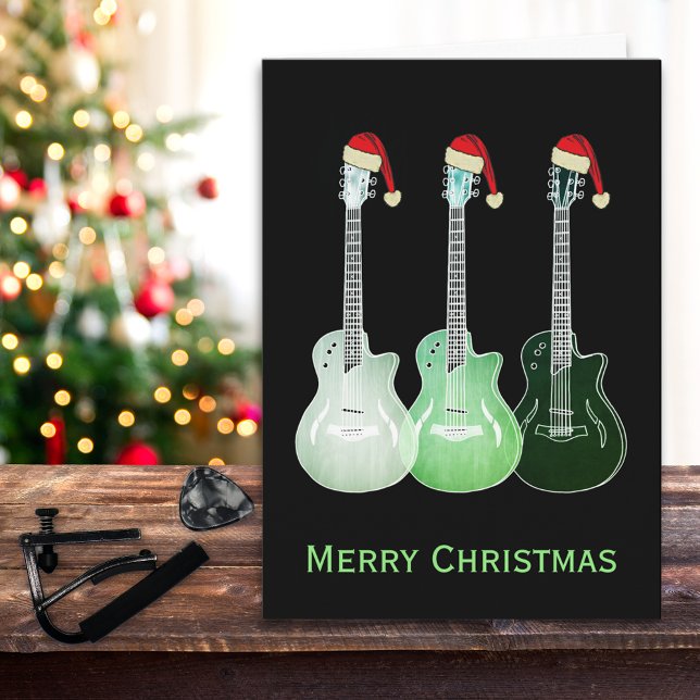 Julgitarrer Santa Coola Kort (Cool electric guitar merry christmas holiday greetings card)